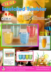 K235/4 S/4 PLASTIC INSULATED TUMBLER (12 OZ)