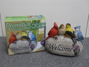 CK1337 POLYSTONE DECORATIVE 4 WELCOME BIRDS ON STONE