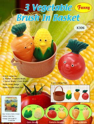 K306 3PCS VEGETABLE BRUSHES+BUCKET