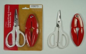 K5673 2PCS LOBSTER CRAB CRACKER & SCISSOR SET