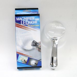 K5582 METAL CHROME 5X MAGNIFIER W/POD LED LIGHT