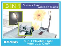 K5166 3 In 1 Flexible Light With LCD Clock