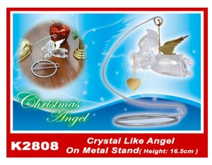 K2808 Crystal Like Angel On Metal Stand (Height:16.5cm)